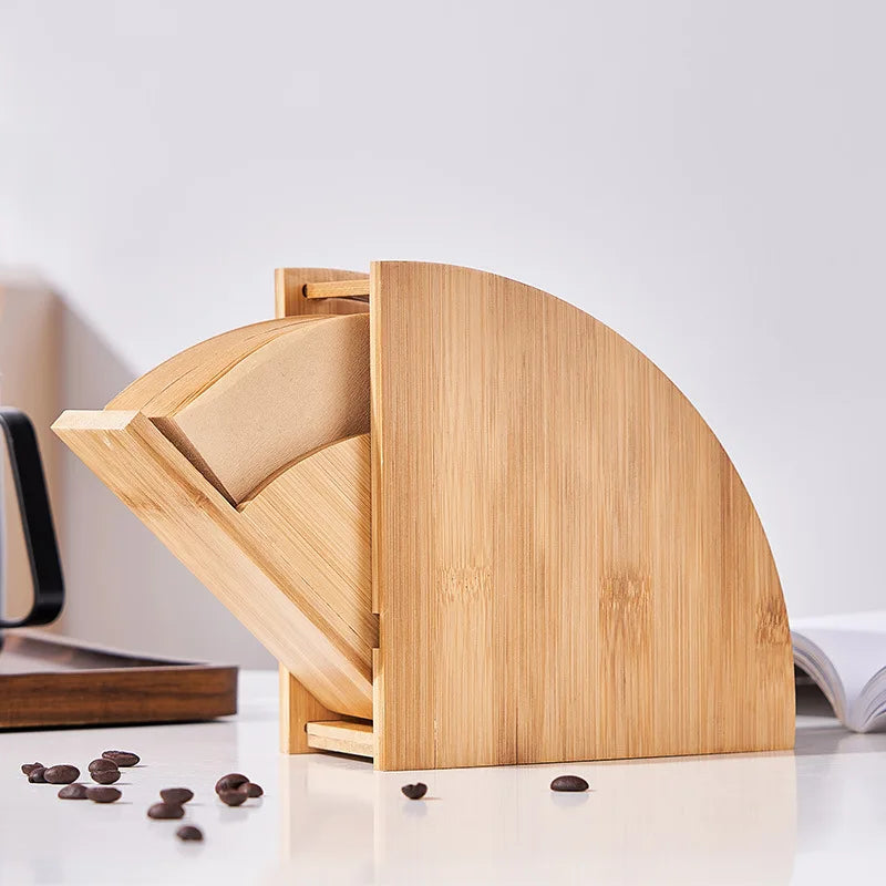 Decorbites™ Bambus-Kaffeefilter-Halter: Kapazität für 100 Stück mit staubdichtem Deckel