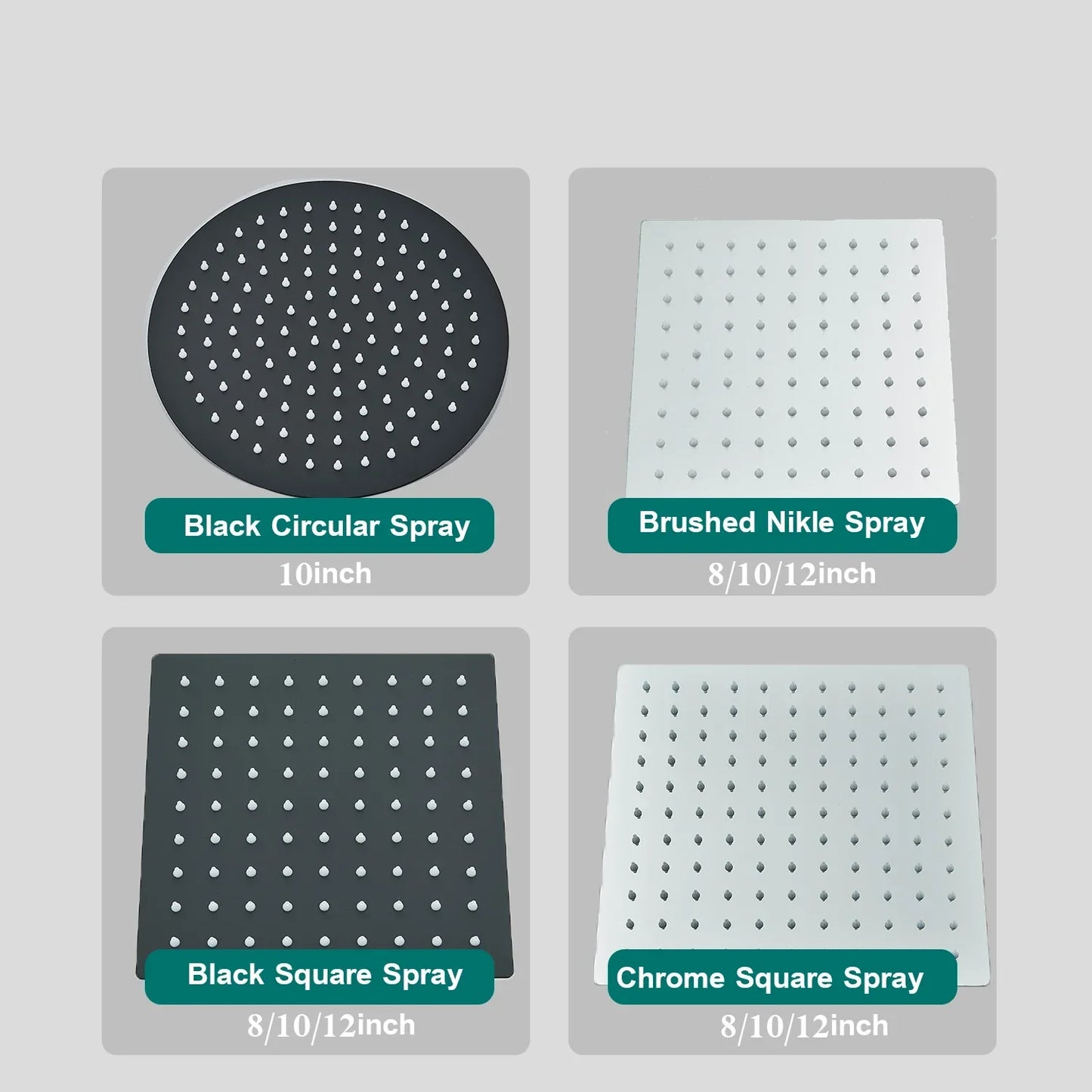 DecorBites™ 12" Matte Black Rainfall Shower Head Set with Shower Arm