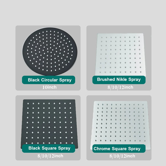 DecorBites™ 12" Matte Black Rainfall Shower Head Set with Shower Arm