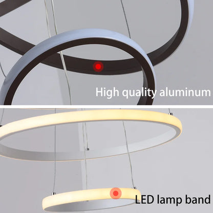 DecorBites™ Gold Circle Rings Chandelier LED Pendant Light for Living Room, Kitchen, Dining Room