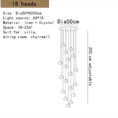DecorBites™ Crystal LED Ceiling Chandeliers Bedroom Living Room Staircase Pendant Lamp