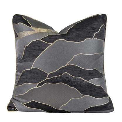 DecorBites™ Black & Gold Floral Jacquard Throw Pillow Cover Oriental Art Case