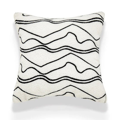 DecorBites™ Lambswool Face Cushion Cover 45x45 Beige White Abstract Art Pillowcase