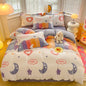 Decobites Flower Print Thicken Winter Warm Bedding Set with Sheet Pillowcases