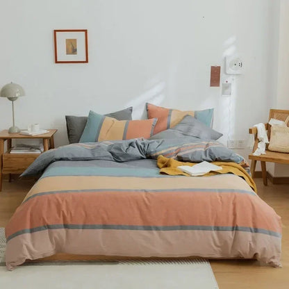 DecorBites™ Japanese Style Cotton Printed 4Pcs Bedding Set with Double-Sided Design