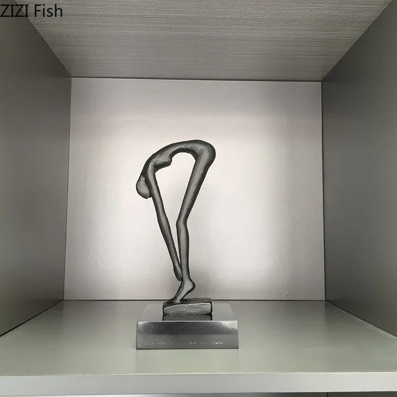 DecorBites™ Gymnast Statue Desk Ornament Metal Sculpture Room Decor