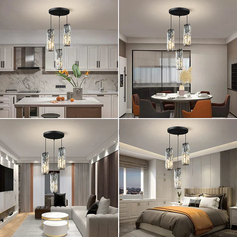 Decorbites™ Lámpara de Araña de Cristal Dorado: Iluminación Elegante de Comedor en Forma de Lámpara Colgante