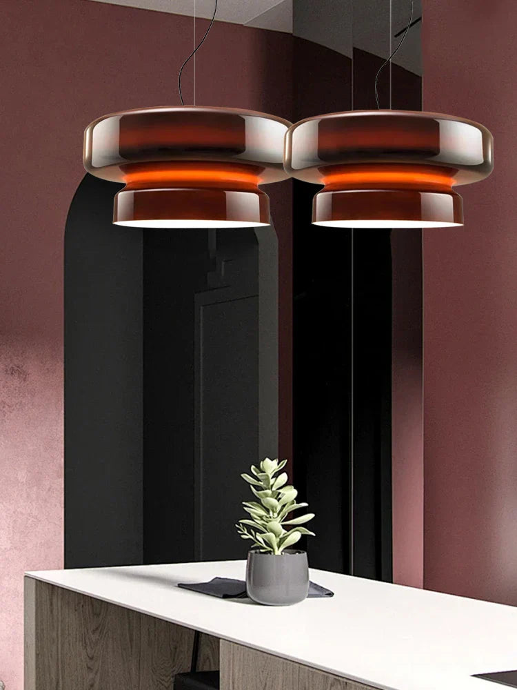 DecorBites™ Amber Green Glass Pendant Light Modern Round Dining Table Decor