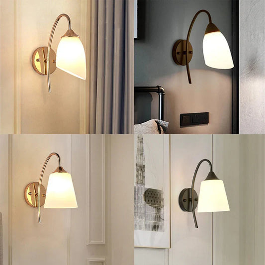 DecorBites™ Gold Glass Wall Lamp Bedroom Sconce for Hotel Living Room Aisle Staircase