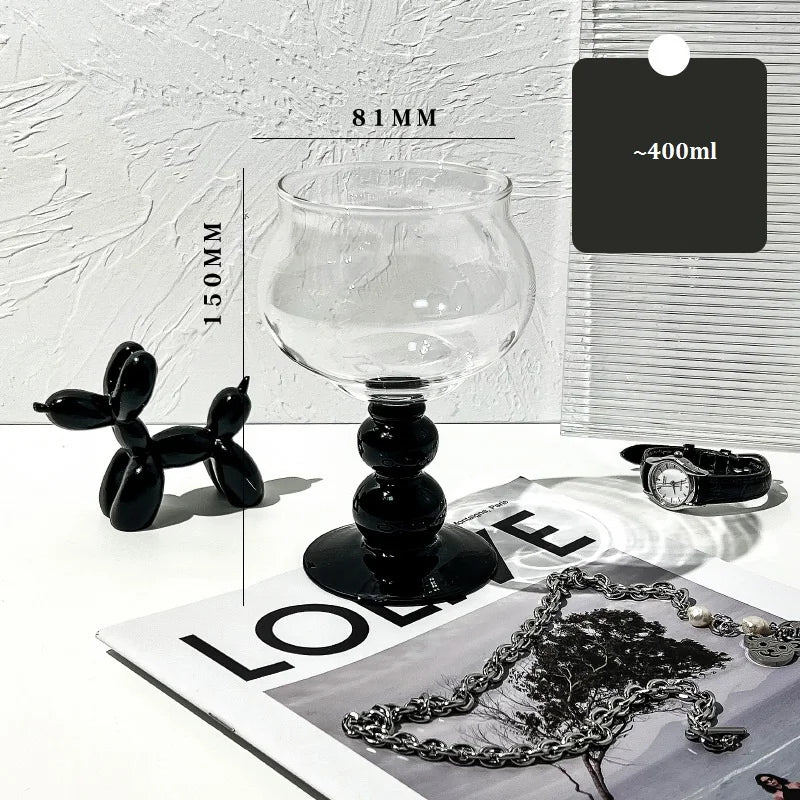 DecorBites™ Glass Beaded Stem Coffee Mug 13oz - Nordic Style Cocktail Cup Ice Cream Yogurt