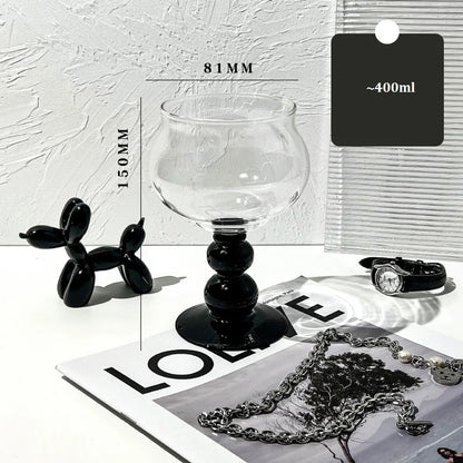 DecorBites™ Glass Beaded Stem Coffee Mug 13oz - Nordic Style Cocktail Cup Ice Cream Yogurt