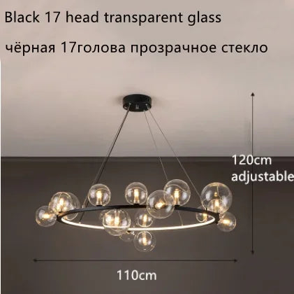 Lámpara de araña LED con bola de cristal DecorBites™: Estilo nórdico moderno para salón, comedor, cocina y estudio