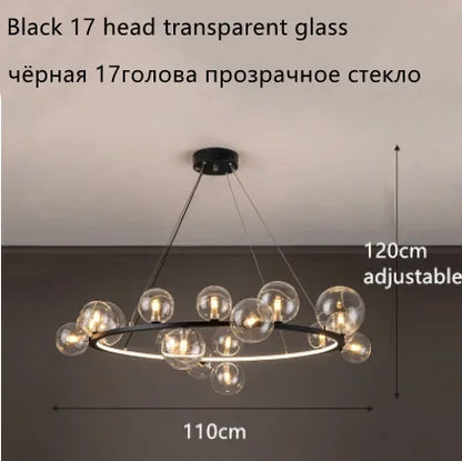 Lámpara de araña LED con bola de cristal DecorBites™: Estilo nórdico moderno para salón, comedor, cocina y estudio
