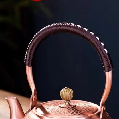 DecorBites™ Handmade Copper Tea Pot with Knitting Handle - Chinese Light Luxury Tea Set