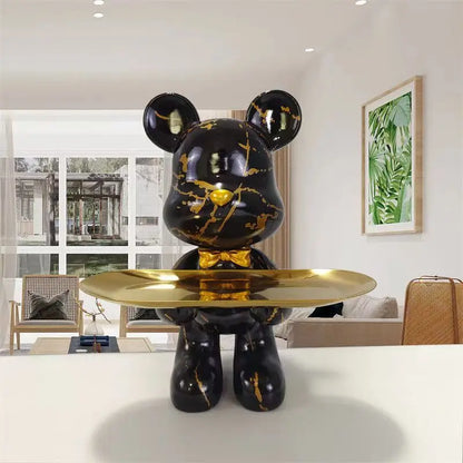 DecorBites™ Graffiti Bear Figurine: Modern Table Decor & Key Storage Sculpture
