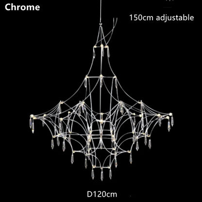 DecorBites™ Golden Lustre Crystal Chandelier for Living Dining Bedroom LED Lights