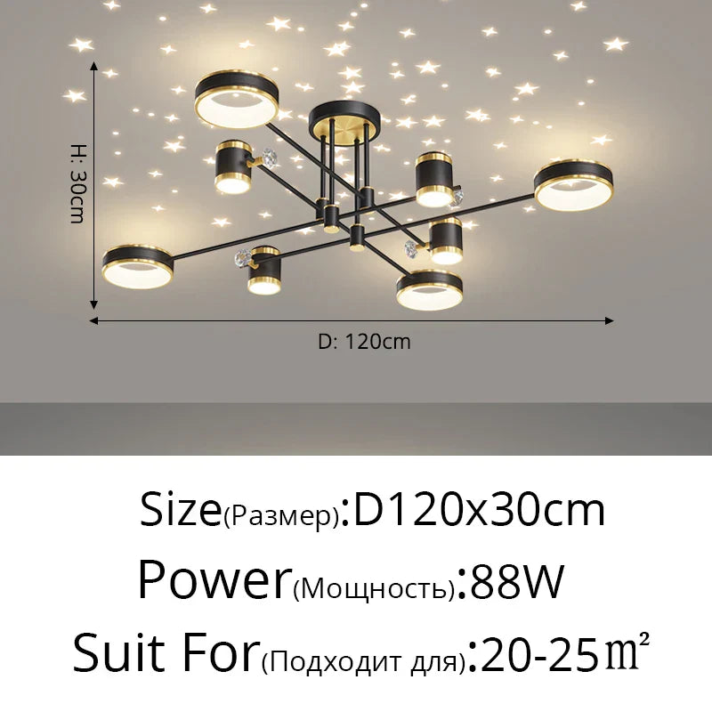 DecorBites™ LED Chandelier: Modern Smart Remote Ceiling Light for Living Room Bedroom Dining Kitchen