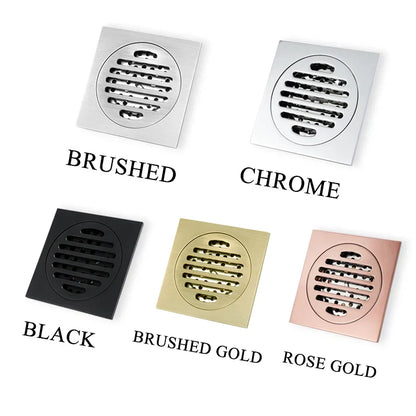 DecorBites™ Brass Square Floor Drain 10x10cm for Bathroom Shower with Insect-Proof Deodorant