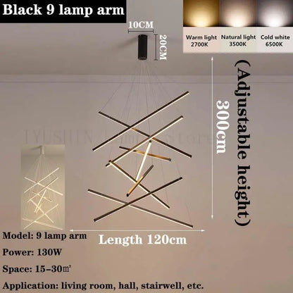 DecorBites™ LED Chandelier for Modern Duplex Interior, Loft Decor, Living & Dining Room Lighting
