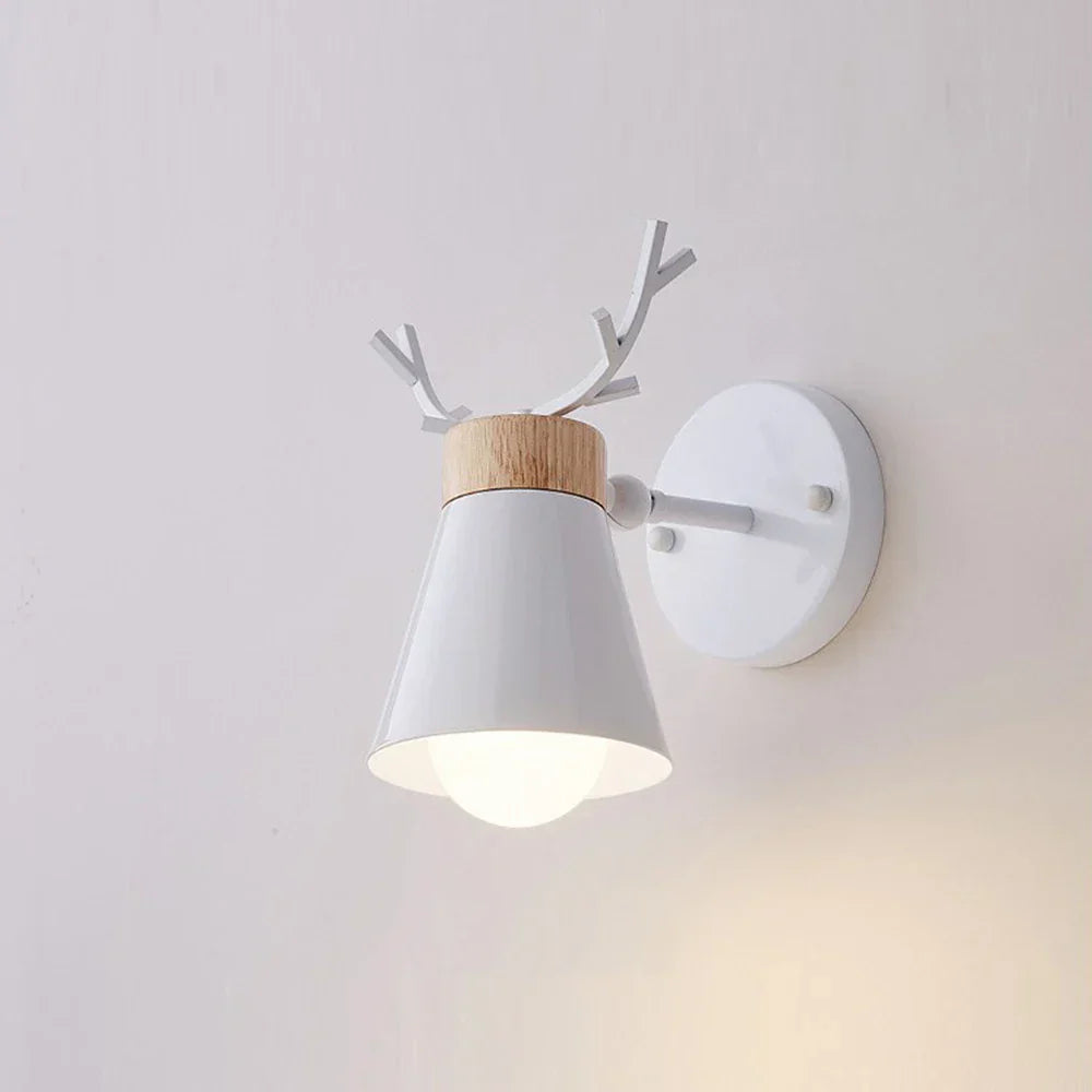 Wooden Antlers Wall Lamp