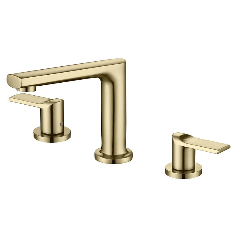DecorBites™ Brush Gold Widespread Basin Faucet Three Hole Mixer, Hot Cold, 8" Centers
