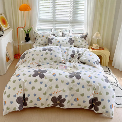 طقم غطاء لحاف مخطط من القطن من DecorBites™ لسرير مفرد مزدوج - خريف وشتاء