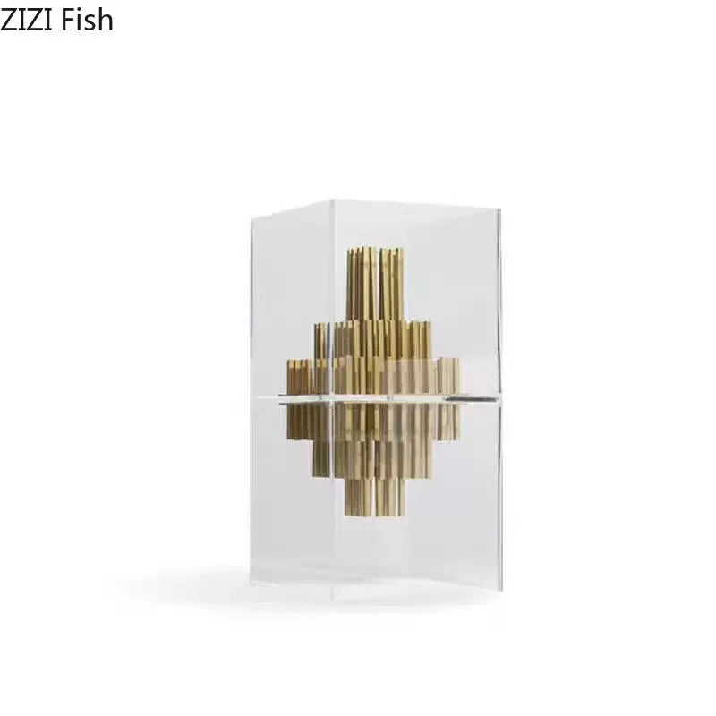 DecorBites™ Acrylic Geometric Display Box Desk Ornament Metal Sculpture Room Decor