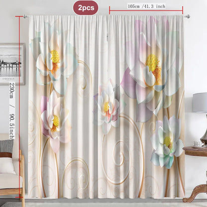 Decobites Floral Curtains with Rod Pockets for Home Decor in Kitchen, Living Room