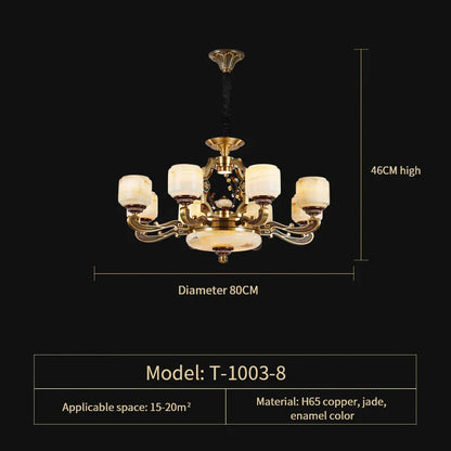 DecorBites™ Jade Zinc Alloy Chandelier for Living Room, Restaurant, Hall - Elegant Chinese Design