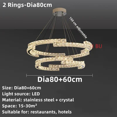 DecorBites™ Crystal Ceiling Chandelier: Modern Stainless Steel LED Indoor Lighting for Living Room & Bedroom