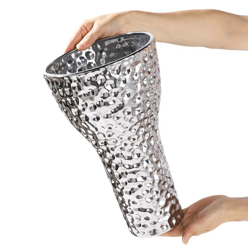 DecorBites™ Golden Ceramic Geometric Honeycomb Vase - Home Decoration Accessory