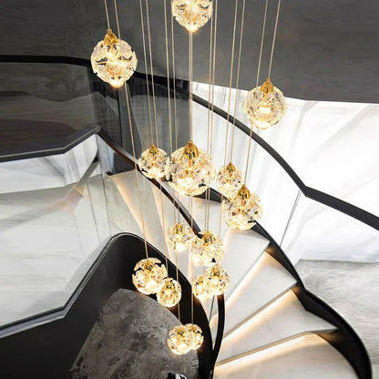 DecorBites™ Crystal Chandelier Stair Pendant Lamp Living Room Interior Lighting