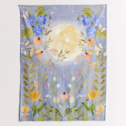 Decobites Moon Floral Butterfly Tapestry Wall Hanging, Hippie Witchcraft Decor