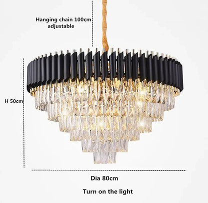 DecorBites™ Gold Black Crystal Chandeliers LED Ceiling Light for Luxe Living & Hospitality
