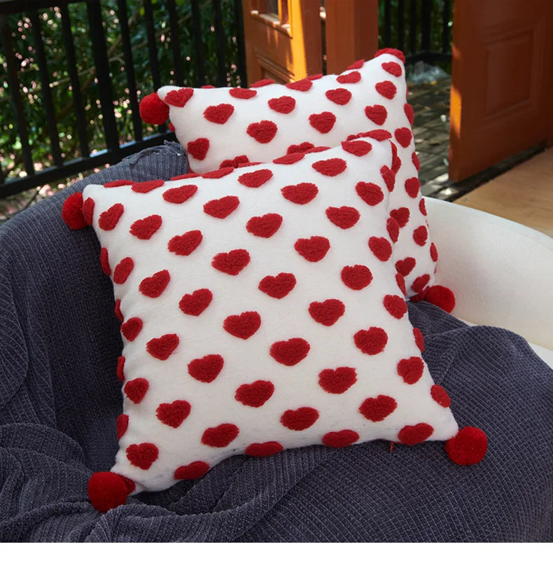 Juego de Fundas de Cojín Bordadas en Forma de Corazón Decorbites™ - Decoración de Simplicidad Nórdica para Sofá