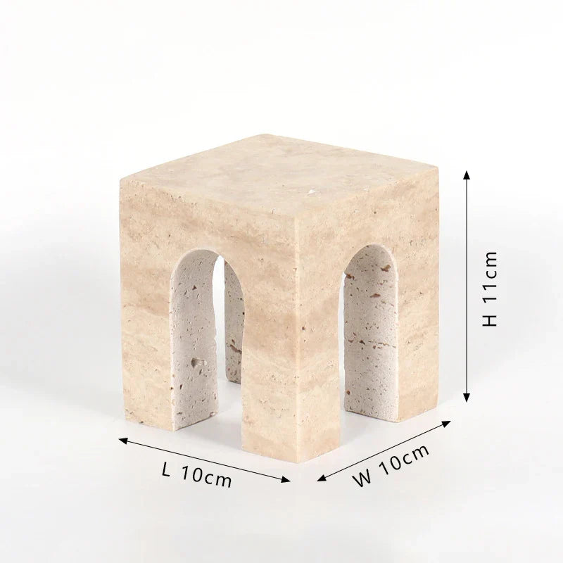 DecorBites™ Hand-Carved Travertine Coffee Table Cabinet for Home Decor