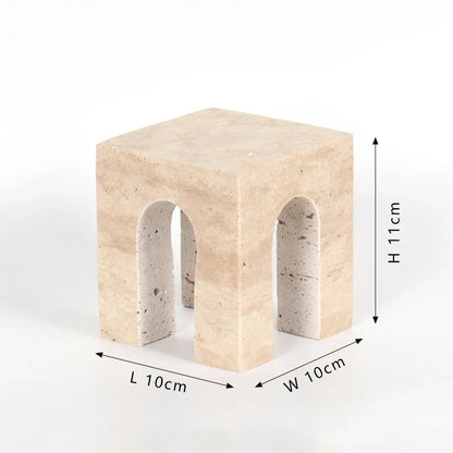 DecorBites™ Hand-Carved Travertine Coffee Table Cabinet for Home Decor