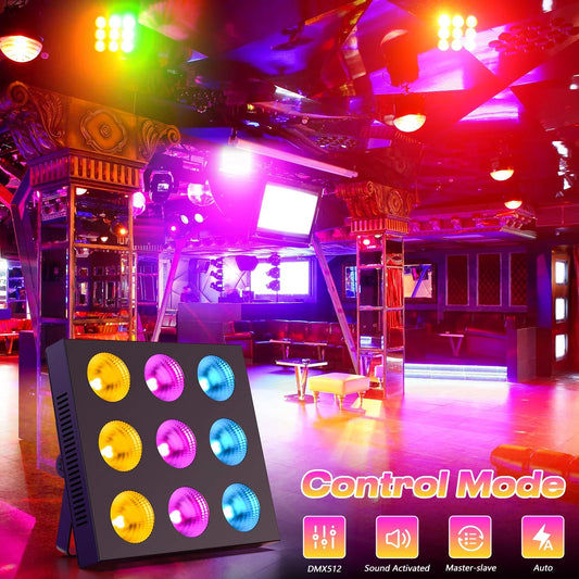 DecorBites™ 80 واط 9 عيون COB Matrix RGBW LED ضوء المسرح لحفلات DJ قاعة الحفلات الموسيقية