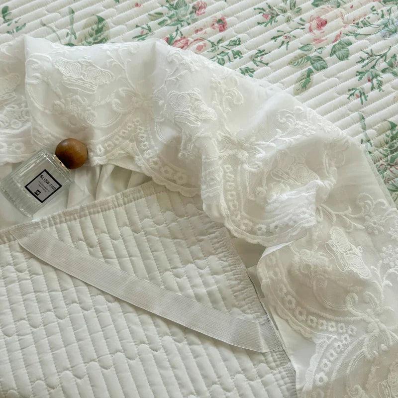 Juego de Falda de Cama con Volantes de Encaje Decorbites™ con Fundas de Almohada para Camas de 1.2-2M