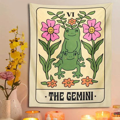 Decobites Gemini Frog Constellation Wall Hanging Tapestries for Boho Room Decor