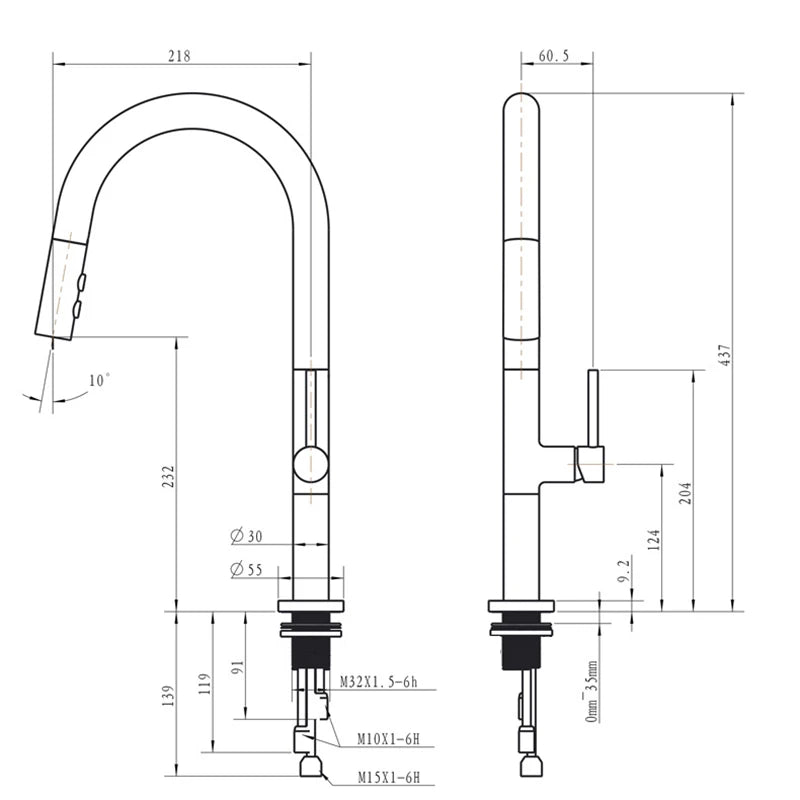 Black Kitchen Faucet Pull Out Spout
