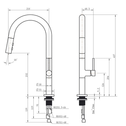 Black Kitchen Faucet Pull Out Spout