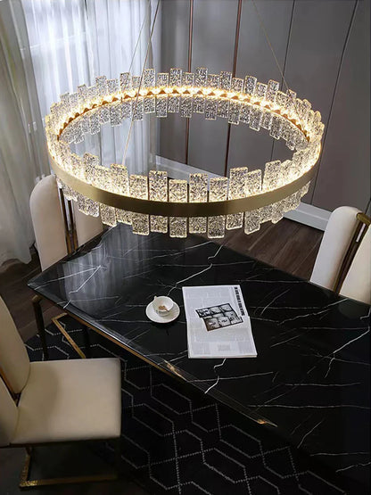 DecorBites™ Crystal LED Chandelier: Gold/Black Luxury Pendant Lighting for Home