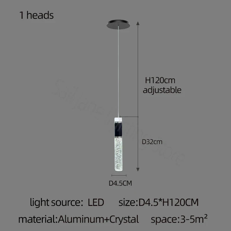 DecorBites™ Cylindrical Crystal Chandelier: Modern Villa Living Room Lamp for Stylish Interiors.
