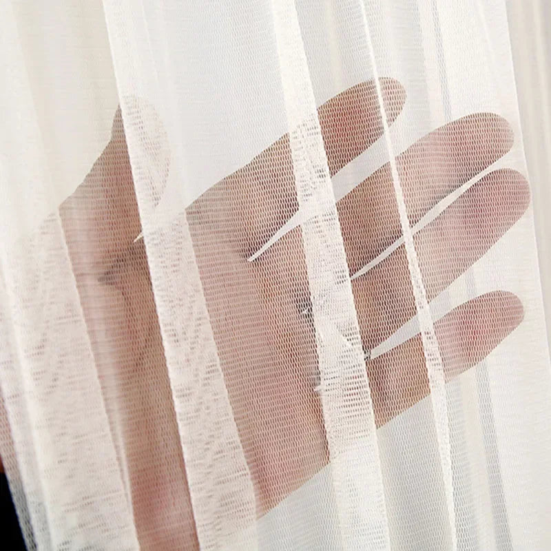 Decobites Lace Embroider Anti-Mosquito Net Door Curtains - Pleated Design for Light and Air Flow