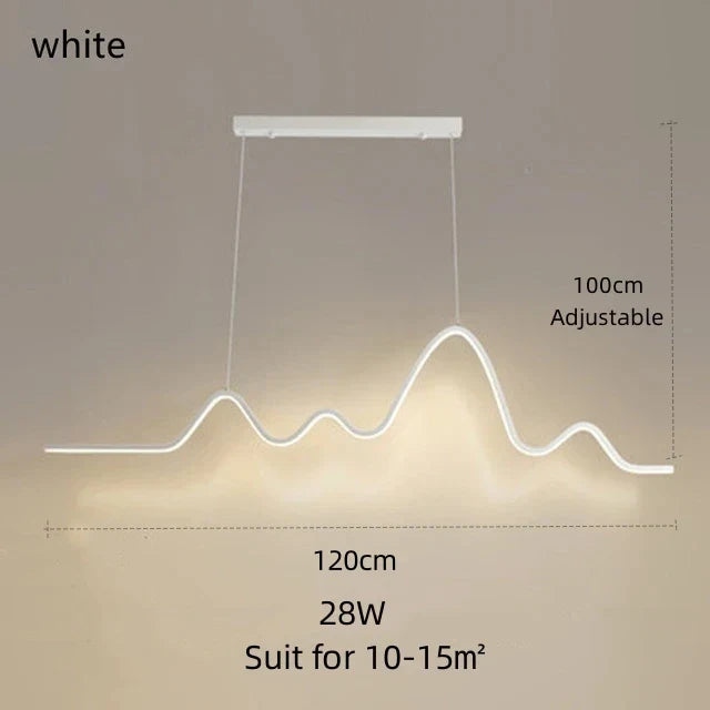 ثريا DecorBites™ LED من الألومنيوم بتصميم خطوط متموجة عصرية لجزيرة المطبخ