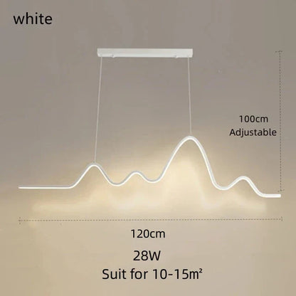 ثريا DecorBites™ LED من الألومنيوم بتصميم خطوط متموجة عصرية لجزيرة المطبخ