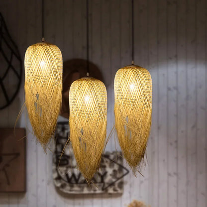 DecorBites™ Bamboo Pendant Lights: Nordic Dining Room LED Hanging Lamps Loft Style Decor
