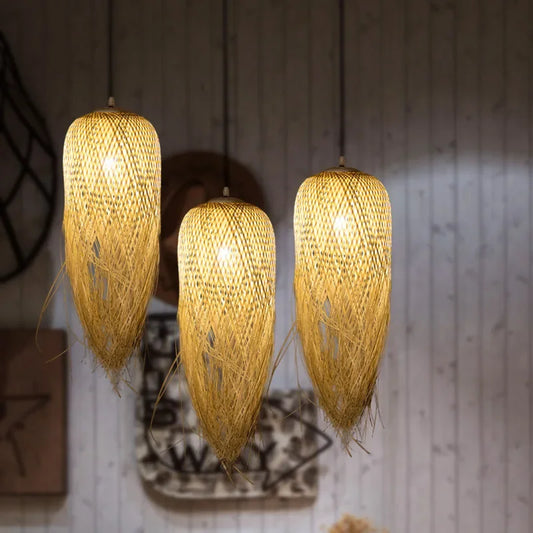 DecorBites™ Bamboo Pendant Lights: Nordic Dining Room LED Hanging Lamps Loft Style Decor