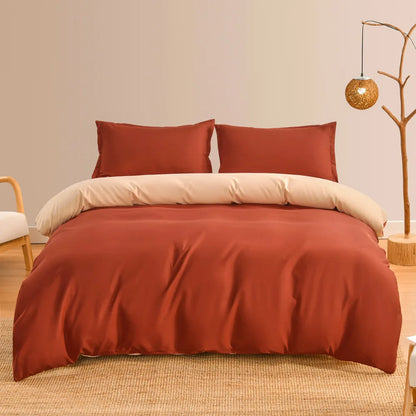 Decobites Brushed Duvet Cover Set, Solid Orange Red, Luxury Hotel Bedding Set